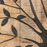 36 Inch Tree Of Life Wall Panel, Square, Mango Wood, Brown and Black - BM312739