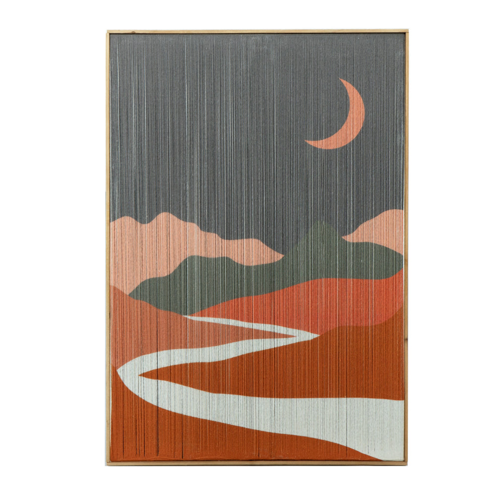 27 x 38 Wall Art Set of 2, Day and Night Design, Fir Wood, Orange, Gray - BM312741