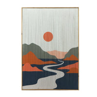 27 x 38 Wall Art Set of 2, Day and Night Design, Fir Wood, Orange, Gray - BM312741