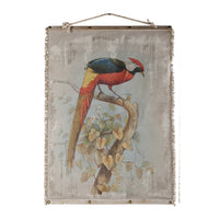 30 x 43 Hanging Wall Art Set of 2, Colorful Birds, Linen, Orange, Blue - BM312742