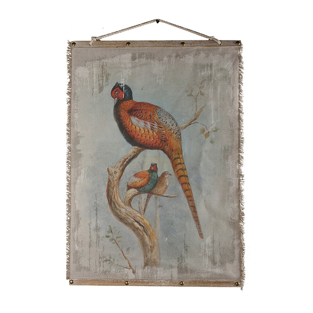 30 x 43 Hanging Wall Art Set of 2, Colorful Birds, Linen, Orange, Blue - BM312742