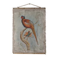 30 x 43 Hanging Wall Art Set of 2, Colorful Birds, Linen, Orange, Blue - BM312742