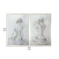 Tia 33 x 49 Hanging Wall Art Portrait Set of 2, Gray Feminine Figure Sketch - BM312743