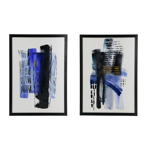 20 x 28 Abstract Wall Art Print Set of 2, Wood and Canvas, Abstract Blue - BM312744