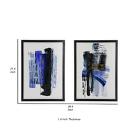 20 x 28 Abstract Wall Art Print Set of 2, Wood and Canvas, Abstract Blue - BM312744