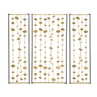 Metal Decorative Wall Art Set of 3, Strings Design, Gold and Black Iron - BM312745