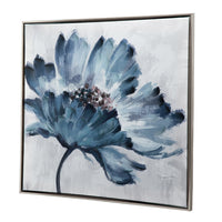 30 x 30 Embellished Handpainted Floral Canvas Wall Art, Blue and White - BM312749