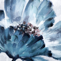 30 x 30 Embellished Handpainted Floral Canvas Wall Art, Blue and White - BM312749