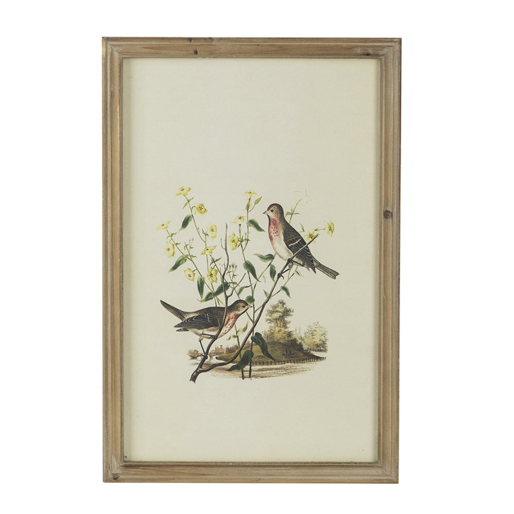 16 x 24 Bird Framed Wall Art Print Set of 4, Wood, Vintage Gray and White - BM312751