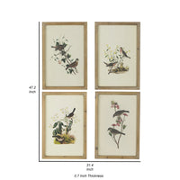 16 x 24 Bird Framed Wall Art Print Set of 4, Wood, Vintage Gray and White - BM312751