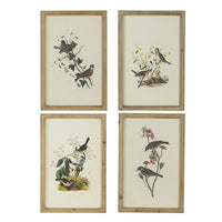 16 x 24 Bird Framed Wall Art Print Set of 4, Wood, Vintage Gray and White - BM312751