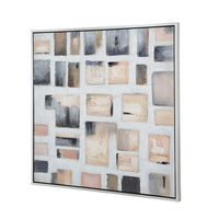 39 x 39 Framed Handpainted Wall Art, Cornerstone Square, Canvas, White Gray - BM312752