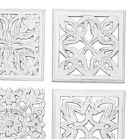 12 x 12 Wall Art Panel Set of 6, Intricate Carved Sculpture, White Finish - BM312755