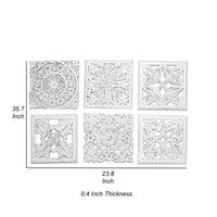 12 x 12 Wall Art Panel Set of 6, Intricate Carved Sculpture, White Finish - BM312755