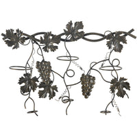 22 Inch Wall Hanging Wine Rack, Grape Bottle Stand, Black Metal - BM312756