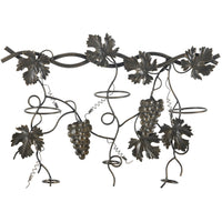 22 Inch Wall Hanging Wine Rack, Grape Bottle Stand, Black Metal - BM312756