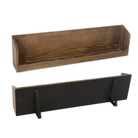 36 Inch Wine Rack Display Shelf Set of 2, Rectangular, Brown Wood, Black - BM312758