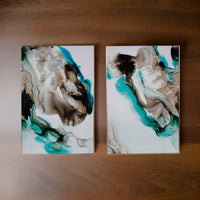 32 x 47 Wall Art Print Set of 2, Abstract Decor Portrait, Gold Wood Frame - BM312759