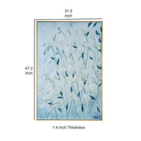 32 x 47 Inch Botanical Wall Art Decor, Blue White Floral Framed Canvas - BM312770