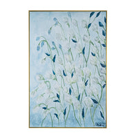 32 x 47 Inch Botanical Wall Art Decor, Blue White Floral Framed Canvas - BM312770