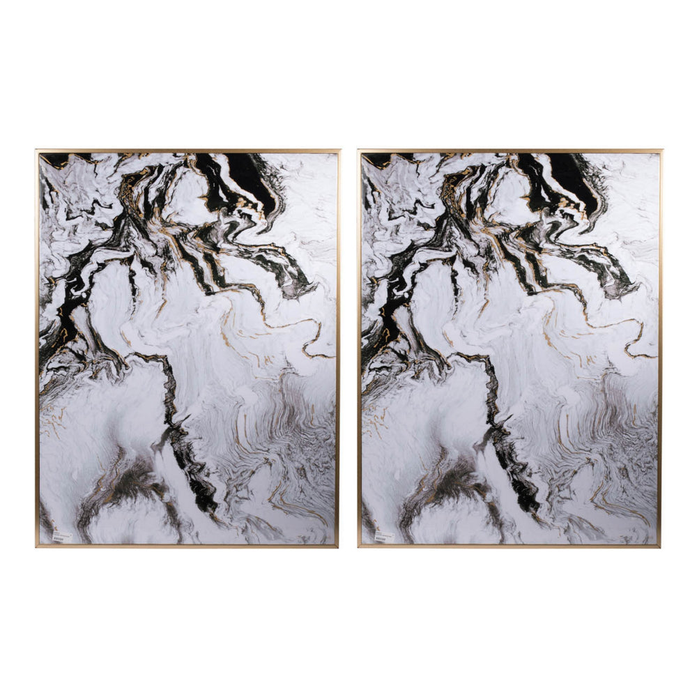 Benzara 30 x 40 Set of 2 Wall Panels, Home Decor, White Black Marble ...