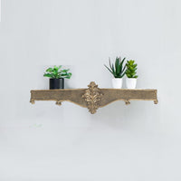 Riry 23 Inch Wall Plaque Shelf, Dotted Texture, Metal, Gold Resin Finish - BM312775