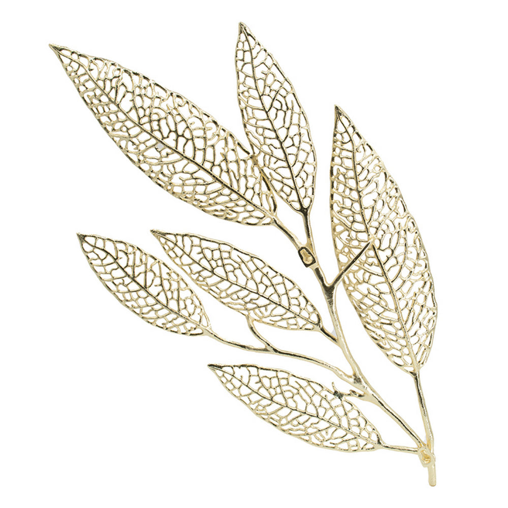 35 Inch Wall Art Decor, Large Carved Leaf Design, Aluminum Gold Finish - BM312776