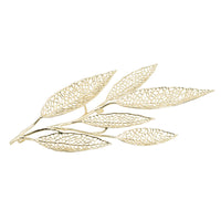 35 Inch Wall Art Decor, Large Carved Leaf Design, Aluminum Gold Finish - BM312776