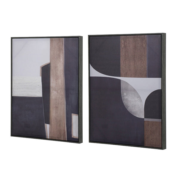 Kni 23 x 28 Set of 2 Gesso Wall Art Prints, Abstract, Black Blue, Wood - BM312780