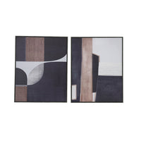 Kni 23 x 28 Set of 2 Gesso Wall Art Prints, Abstract, Black Blue, Wood - BM312780