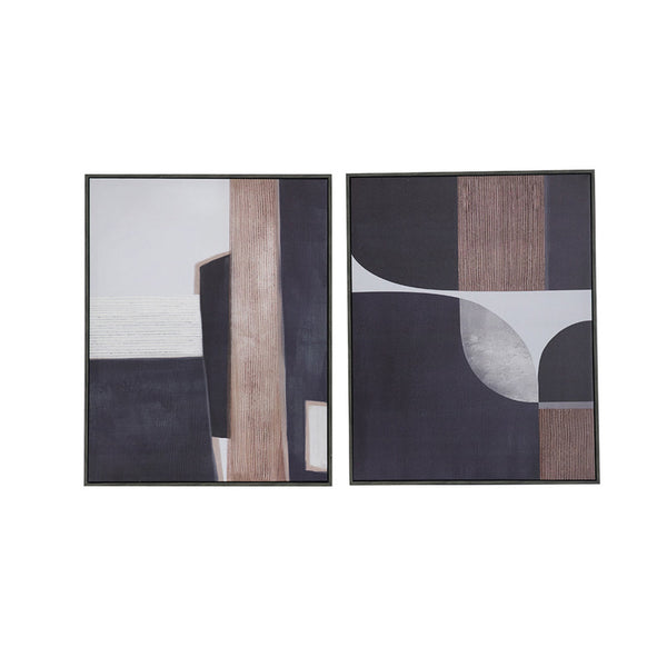 Kni 23 x 28 Set of 2 Gesso Wall Art Prints, Abstract, Black Blue, Wood - BM312780