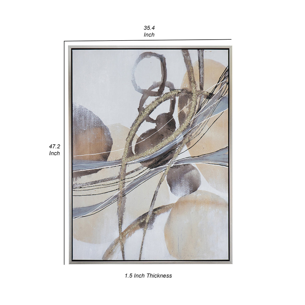 Bny 35 x 47 Abstract Wall Art Print, Watercolor Oil Painting, Brown, Silver - BM312781