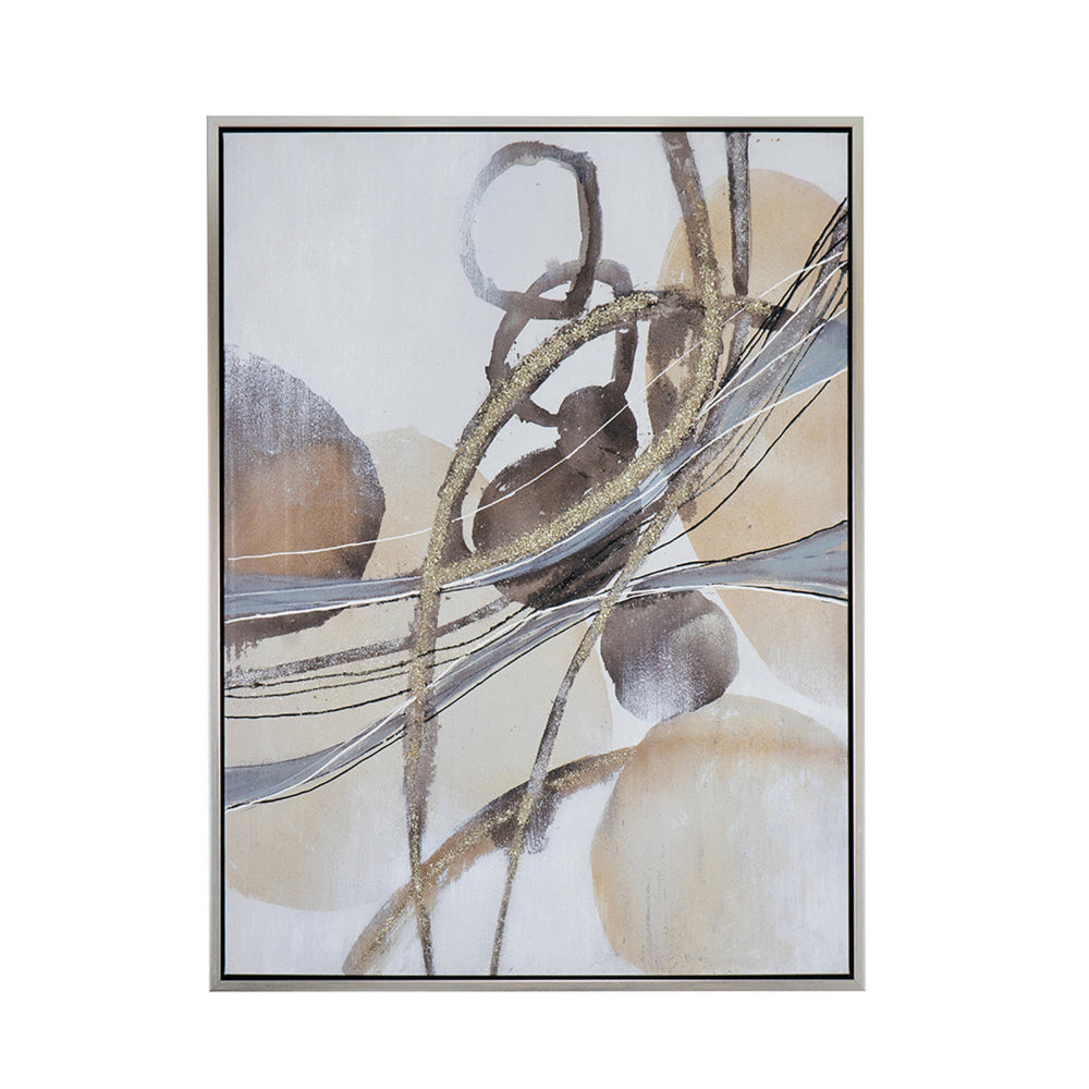 Bny 35 x 47 Abstract Wall Art Print, Watercolor Oil Painting, Brown, Silver - BM312781