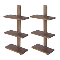 Firy 37 Inch Set of 2 Hanging Shelves, 3 Tiers, Natural Waru Wood Finish - BM312784