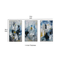 24 x 40 Set of 3 Framed Wall Art, Abstract Modern Style, Gold, Blue - BM312789