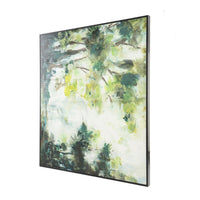 35 x 47 Framed Wall Art, Forest Watercolor Landscape, Modern Green, White - BM312791