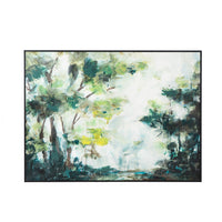 35 x 47 Framed Wall Art, Forest Watercolor Landscape, Modern Green, White - BM312791