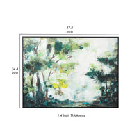 35 x 47 Framed Wall Art, Forest Watercolor Landscape, Modern Green, White - BM312791