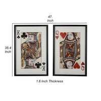 24 x 35 Set of 2 Framed Wall Art, King Queen Card Pair, Gold, Black, Red - BM312792