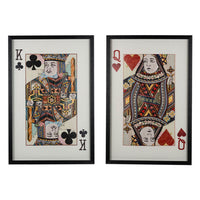 24 x 35 Set of 2 Framed Wall Art, King Queen Card Pair, Gold, Black, Red - BM312792