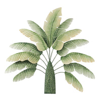 32 Inch Metal Banana Leaf 3D Wall Decoration, Green and White Tones - BM312793