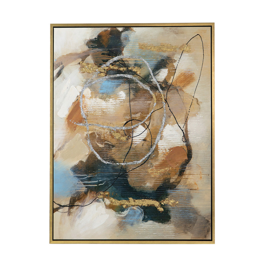 35 x 47 Framed Wall Art, Abstract Whirlwind Print, Modern Brown, White - BM312794