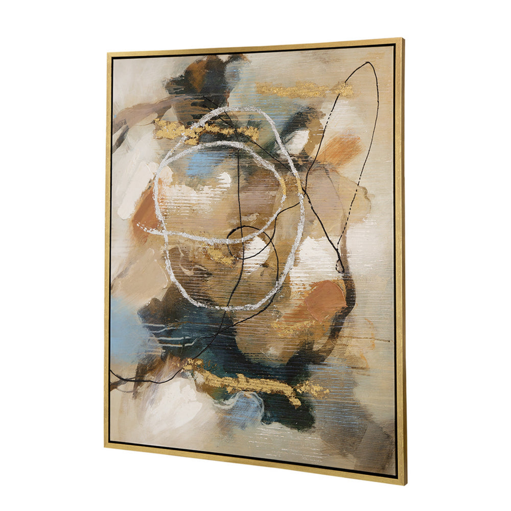 35 x 47 Framed Wall Art, Abstract Whirlwind Print, Modern Brown, White - BM312794