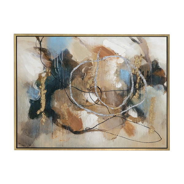 35 x 47 Framed Wall Art, Abstract Whirlwind Print, Modern Brown, White - BM312794