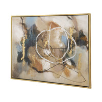 35 x 47 Framed Wall Art, Abstract Whirlwind Print, Modern Brown, White - BM312794