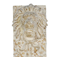 84 Inch Tall Lion Sculptural Wall Decor, Gold Accents, Antique White Finish - BM312802