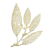 18 Inch Set of 2 Wall Art Decor Pieces, Leaf Design, Modern Gold Finish - BM312806