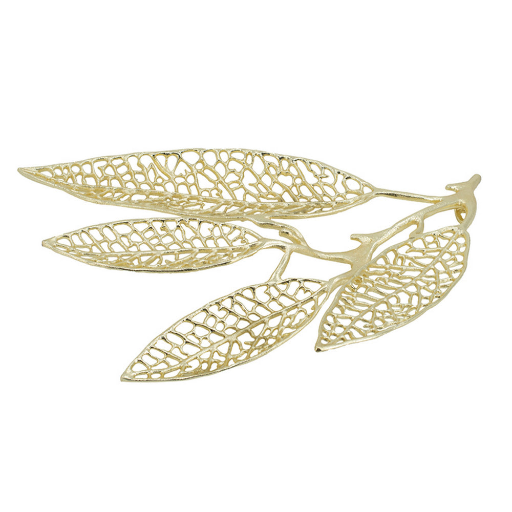 18 Inch Set of 2 Wall Art Decor Pieces, Leaf Design, Modern Gold Finish - BM312806