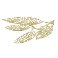 18 Inch Set of 2 Wall Art Decor Pieces, Leaf Design, Modern Gold Finish - BM312806