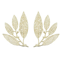 18 Inch Set of 2 Wall Art Decor Pieces, Leaf Design, Modern Gold Finish - BM312806